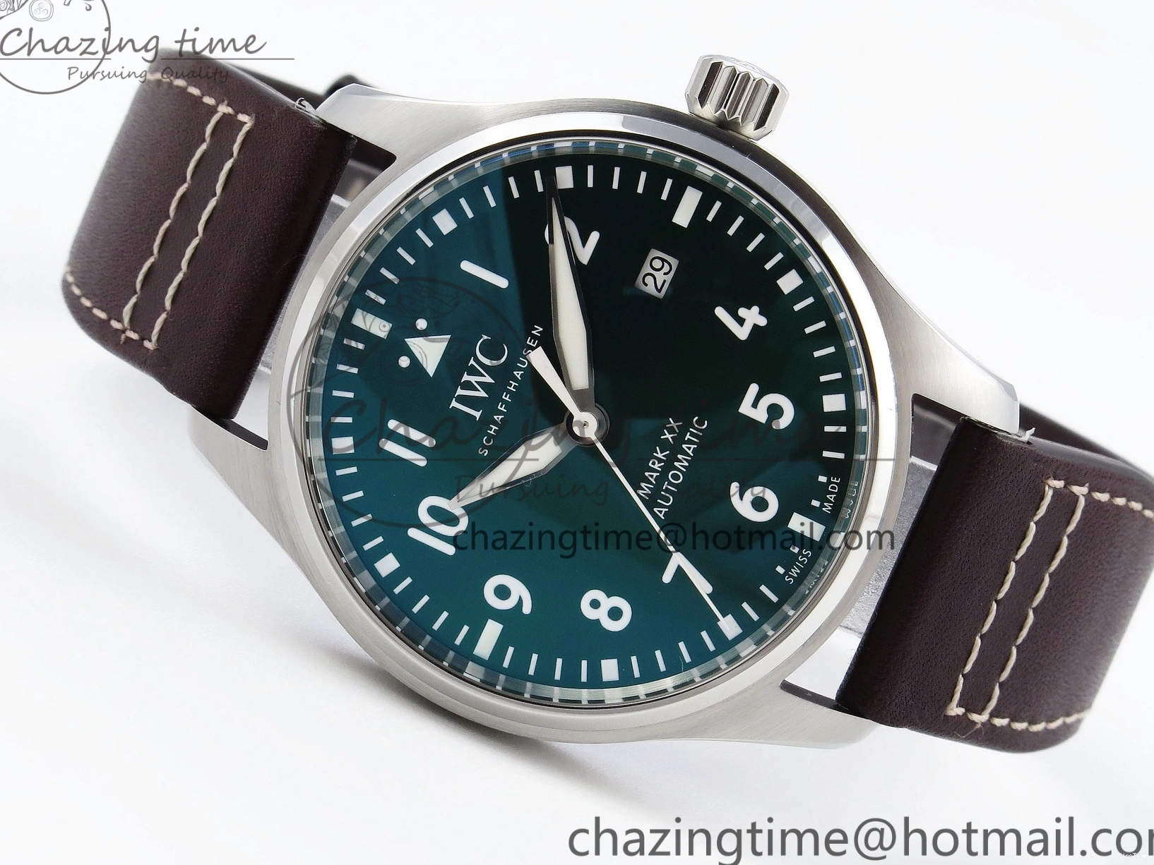 MIROTIME 0514 Pilot Mark XX IW328205 ZF 1:1 Best Edition Green Dial on Brown Leather Strap A UrbanStyle 7029